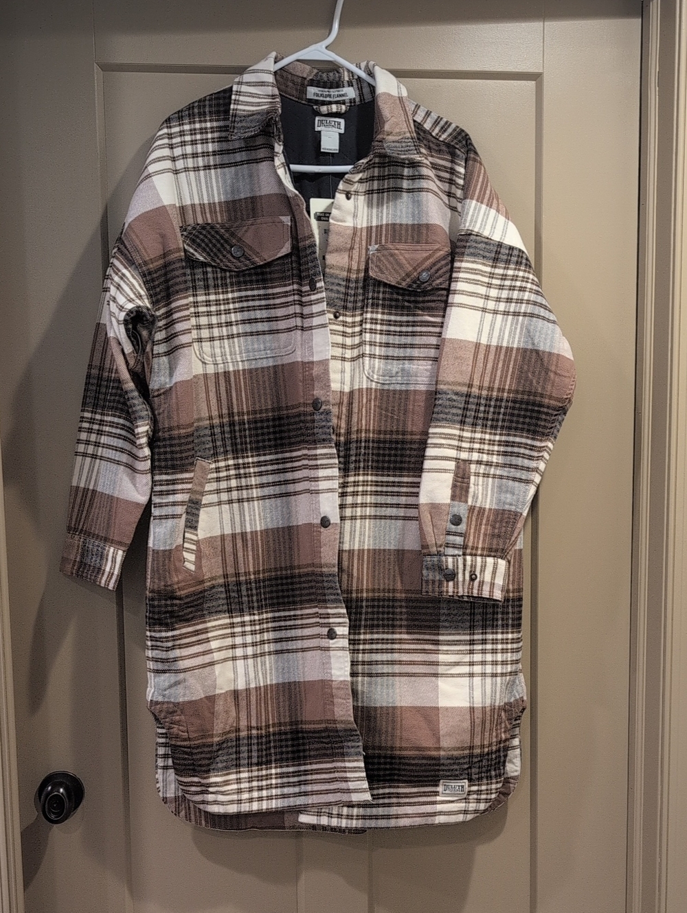 Duluth Trading Co Brown, Cream & Black Plaid Shacket